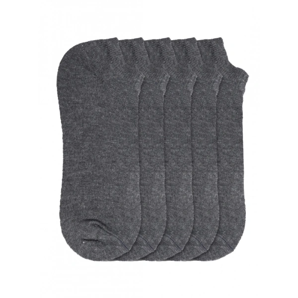 Generic 5 Pairs Unisex Casual Cotton Blended Solid Ankle length Socks (Dark Grey) - 0.35, Dark Grey