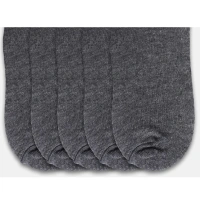 Generic 5 Pairs Unisex Casual Cotton Blended Solid Ankle length Socks (Dark Grey) - 0.35, Dark Grey