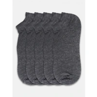 Generic 5 Pairs Unisex Casual Cotton Blended Solid Ankle length Socks (Dark Grey) - 0.35, Dark Grey