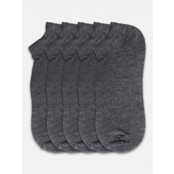 Generic 5 Pairs Unisex Casual Cotton Blended Solid Ankle length Socks (Dark Grey) - 0.35, Dark Grey