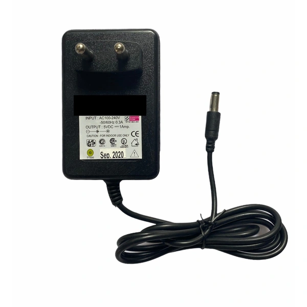 5V 1A Power Adapter, Power Supply AC Input 100 240 V and Output 5V 1A for Set Top Box_DTH Box, CCTV System, Router, Other Electronics And IT Gadgets with DC Pin (Black) - 0.25