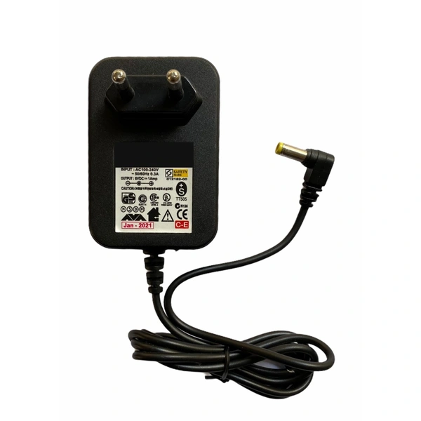 6V 1A Power Adapter, Power Supply AC Input 100 240 V and Output 6V 1A for Set Top Box_DTH Box, CCTV System, Router, Other Electronics And IT Gadgets with DC Pin (Black) - 0.25