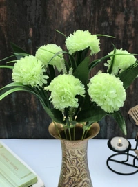Shopnav Artificial Flowers Bunch Bouquet Of 6 Chrysanthemum Flowers For Home Decoration (Green, Material:Silk, Polyester) - 0.35, Green