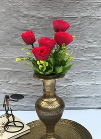 Shopnav Artificial Flowers Bunch Bouquet Of 6 Garden Roses For Home Decoration (Darkpink, Material:Silk, Polyester) - 0.35, DarkPink