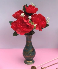Shopnav Artificial Flowers Bunch Bouquet Of 7 Poppy Flowers For Home Decoration (Red, Material:Silk, Polyester) - 0.35, Red