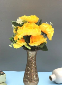 Shopnav Artificial Flowers Bunch Bouquet Of 7 Poppy Flowers For Home Decoration (Yellow, Material:Silk, Polyester) - 0.35, Yellow