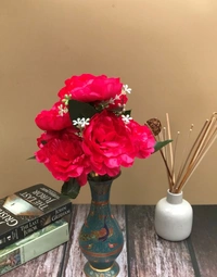 Shopnav Artificial Flowers Bunch Bouquet Of 7 Poppy Flowers For Home Decoration (Darkpink, Material:Silk, Polyester) - 0.35, DarkPink