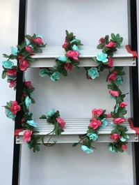 Shopnav Artificial Rose Vine Flowers Plants Artificial Flower Creeper Hanging Rose For Home Decoration (Color: Multi, Material: Silk Polyester) - 7.5 Feet, 0.2, Multi