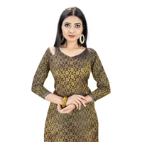 Banarasi Silk Unstitched Salwar-Suit Material Premium Quality With Dupatta (Color: Black) - Sandal, 0.4, 2-2.5Mtrs