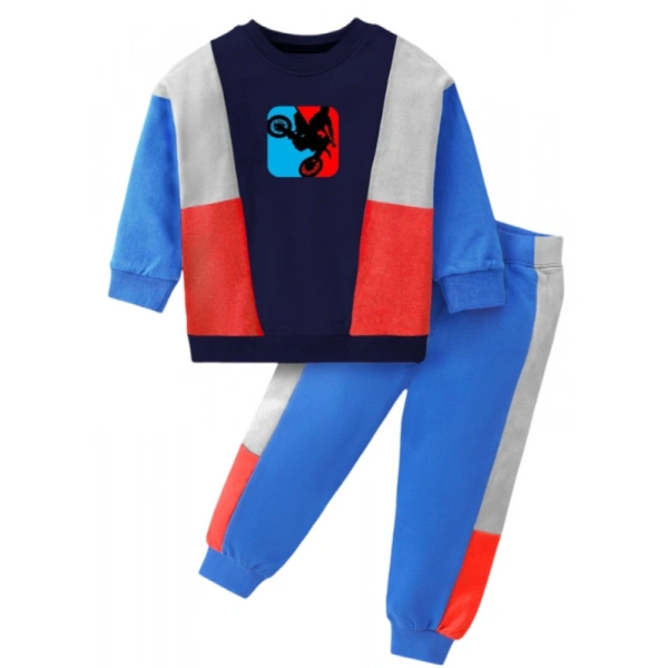 Boy's Casual Full Sleeve Printed Cotton T Shirt With Pant (Blue) - 11-12-Yrs, 0.35, Blue