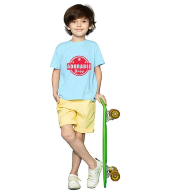 Boys Cotton Adorable Baby Half Sleeve TShirt (Sky Blue) - L, 0.25, Sky Blue