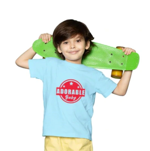 Boys Cotton Adorable Baby Half Sleeve TShirt (Sky Blue) - L, 0.25, Sky Blue