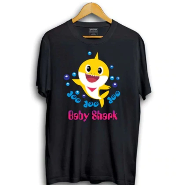 Boys Cotton Baby Shark Half Sleeve TShirt (Black) - 2XL, 0.25, Black