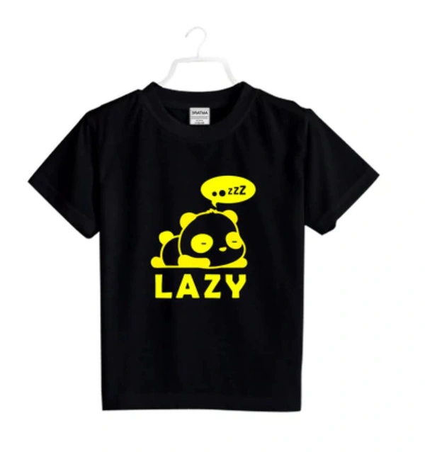 Boys Cotton Lazy Half Sleeve TShirt (Black) - L, 0.25, Black
