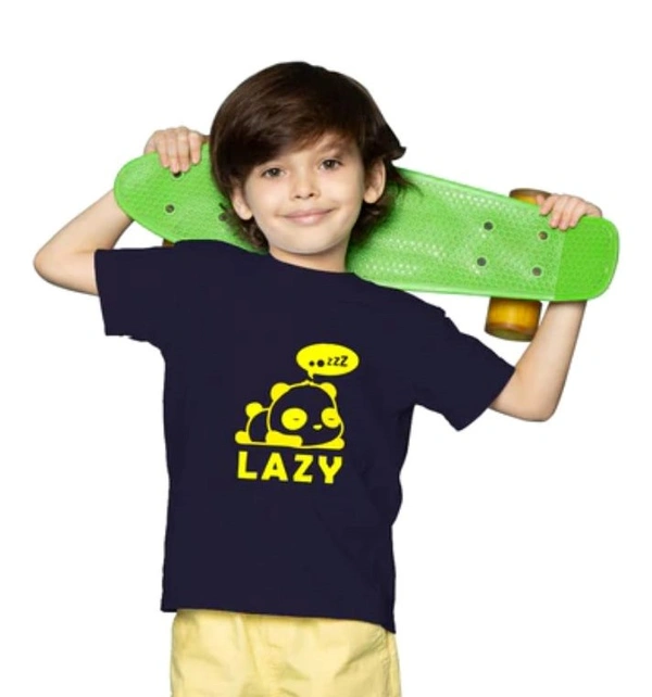 Boys Cotton Lazy Half Sleeve TShirt (Black) - L, 0.25, Black