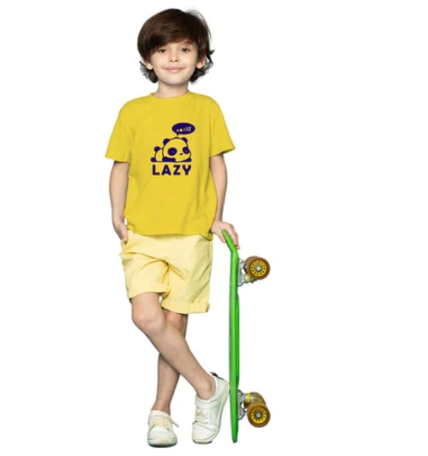 Boys Cotton Lazy Half Sleeve TShirt (Mustard) - L, 0.25, Mustard