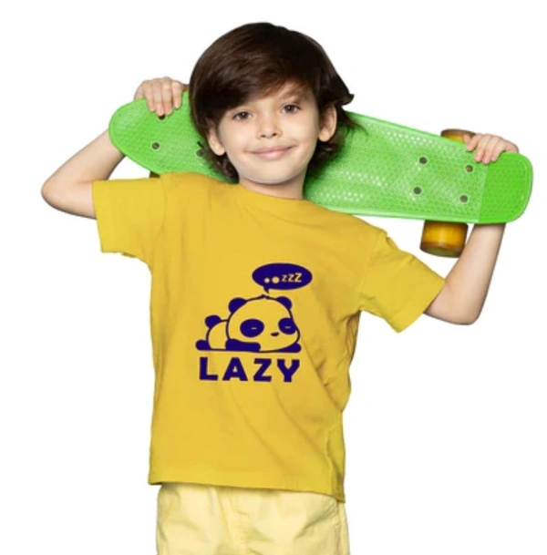 Boys Cotton Lazy Half Sleeve TShirt (Mustard) - L, 0.25, Mustard