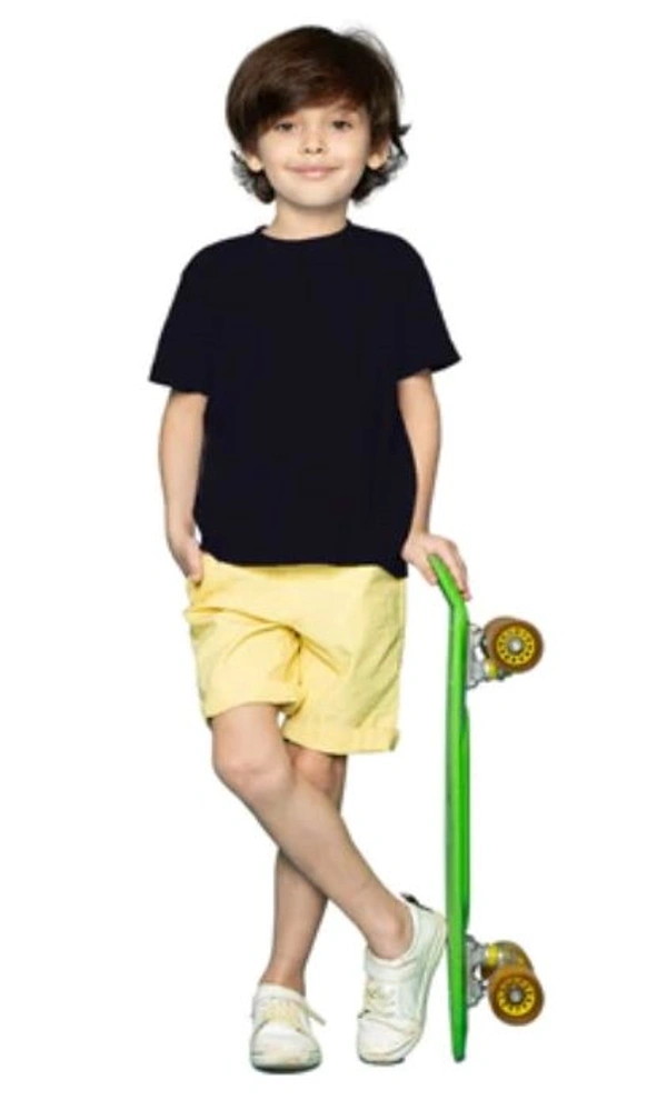 Boys Cotton Plain Half Sleeve TShirt (Black) - L, 0.25, Black