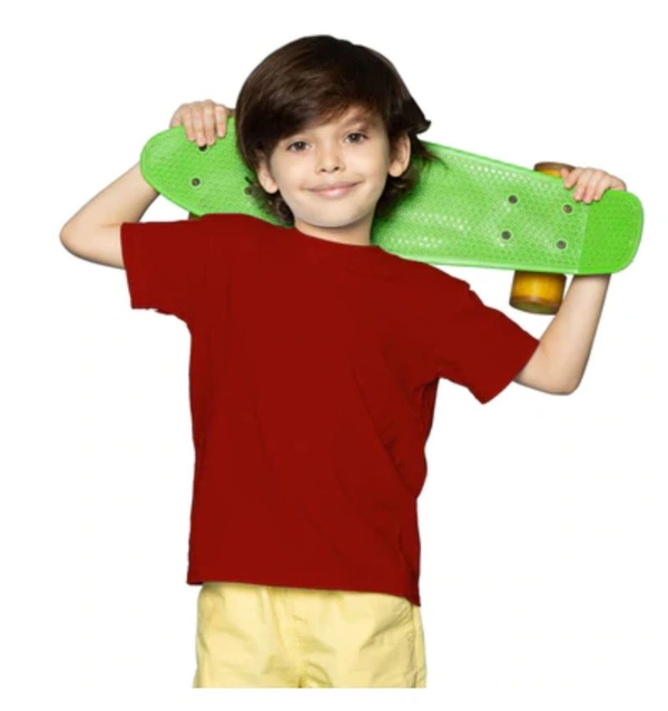 Boys Cotton Plain Half Sleeve TShirt (Maroon) - L, 0.25, Maroon