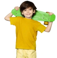 Boys Cotton Plain Half Sleeve TShirt (Yellow) - L, 0.25, Yellow
