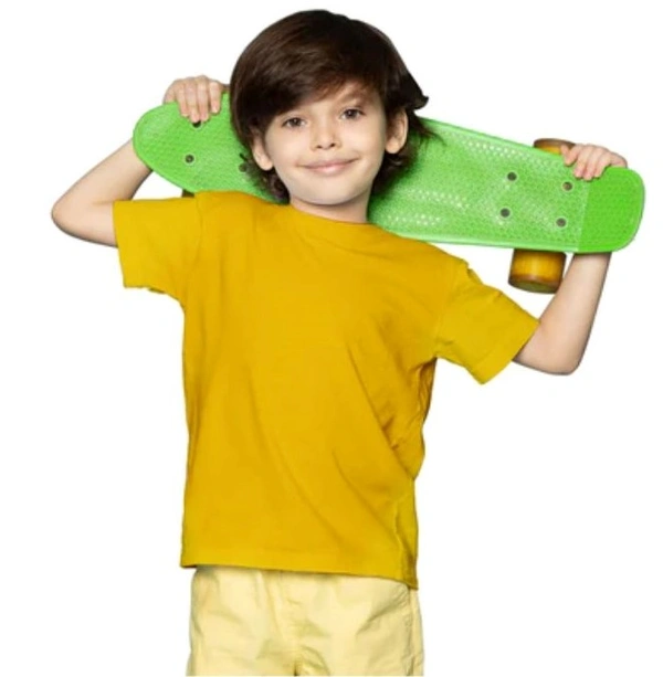 Boys Cotton Plain Half Sleeve TShirt (Yellow) - L, 0.25, Yellow