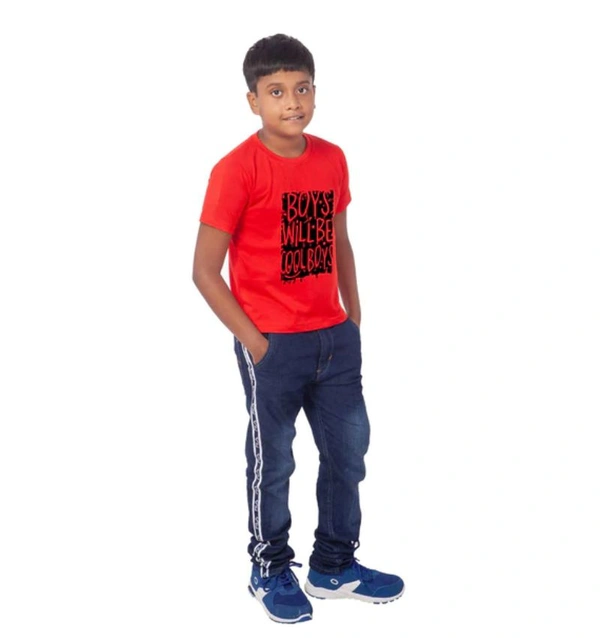 Boys Cotton Will Be Cool Half Sleeve TShirt (Red) - M, 0.25, Red