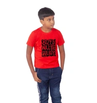 Boys Cotton Will Be Cool Half Sleeve TShirt (Red) - M, 0.25, Red