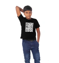 Boys Cotton Will Be Cool Half Sleeve TShirt (Black) - L, 0.25, Black