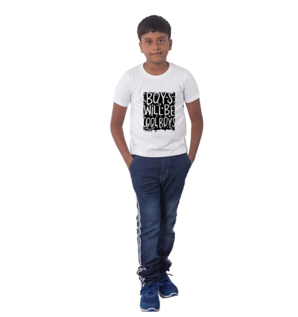 Boys Cotton Will Be Cool Half Sleeve TShirt (White) - L, 0.25, White
