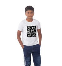 Boys Cotton Will Be Cool Half Sleeve TShirt (White) - L, 0.25, White