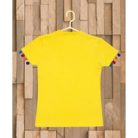 Girl's Casual Short Sleeve Printed Cotton T Shirt (Yellow) - 11-12-Yrs, 0.35, Yellow