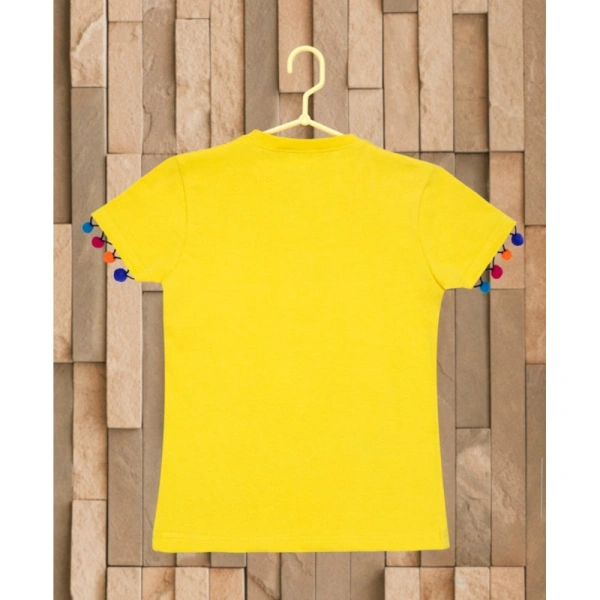 Girl's Casual Short Sleeve Printed Cotton T Shirt (Yellow) - 11-12-Yrs, 0.35, Yellow