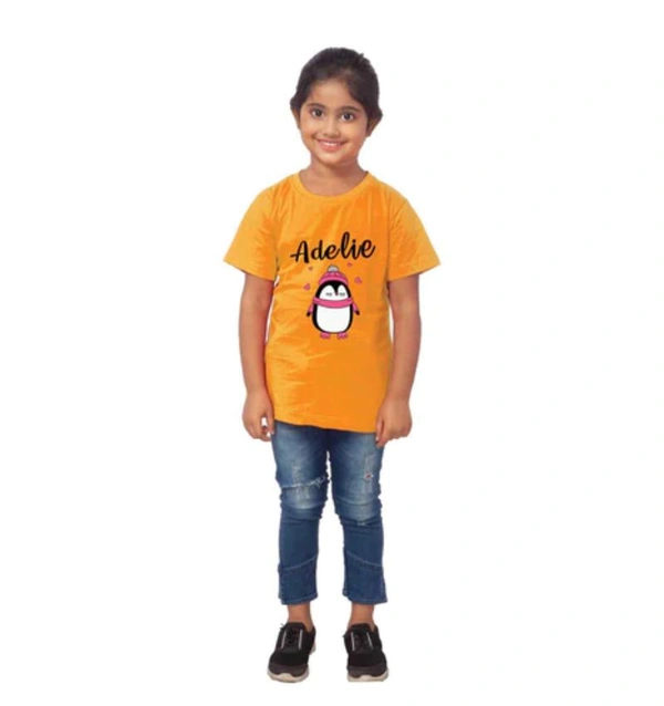 Girls Cotton Adelie Half Sleeve TShirt (Mustard) - L, 0.25, Mustard