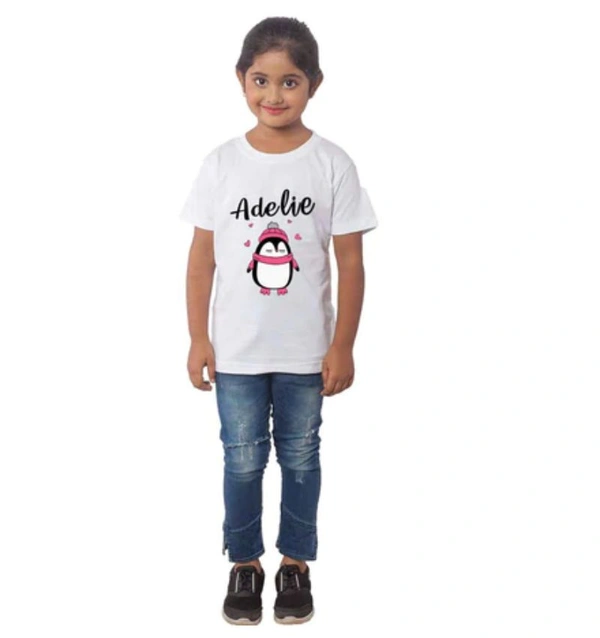 Girls Cotton Adelie Half Sleeve TShirt (White) - M, 0.25, White
