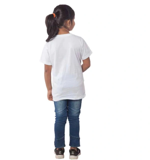 Girls Cotton Adelie Half Sleeve TShirt (White) - M, 0.25, White