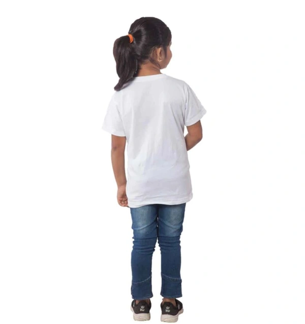 Girls Cotton Bubo Half Sleeve TShirt (White) - M, 0.25, White