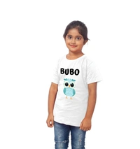 Girls Cotton Bubo Half Sleeve TShirt (White) - M, 0.25, White