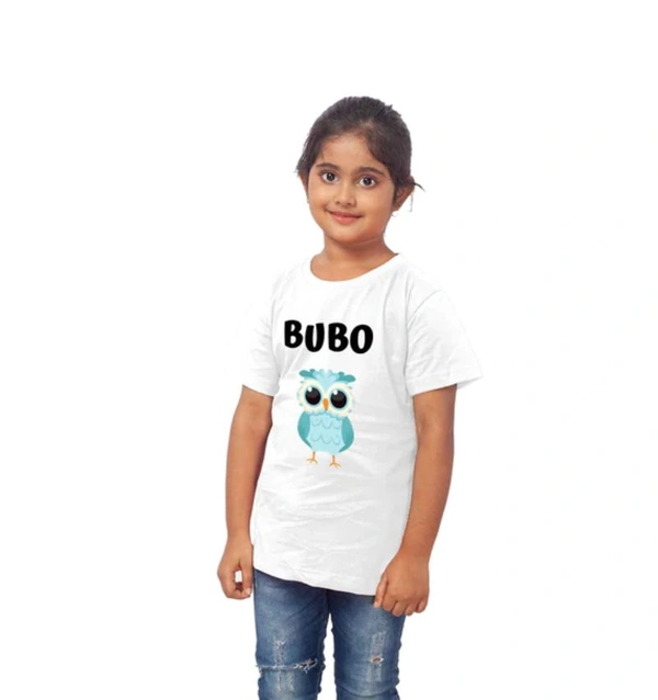 Girls Cotton Bubo Half Sleeve TShirt (White) - M, 0.25, White