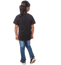 Girls Cotton Cat Half Sleeve TShirt (Black) - L, 0.25, Black