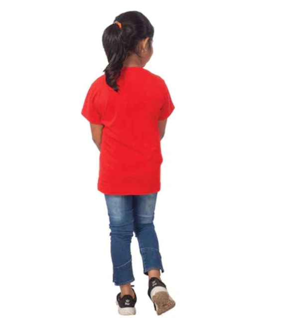 Girls Cotton Cat Half Sleeve TShirt (Red) - M, 0.25, Red
