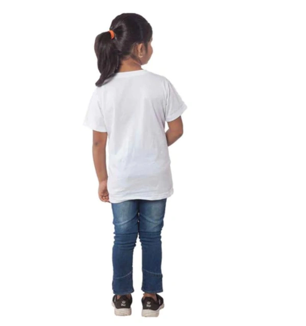 Girls Cotton Cat Half Sleeve TShirt (White) - M, 0.25, White