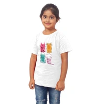 Girls Cotton Cat Half Sleeve TShirt (White) - M, 0.25, White