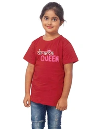 Girls Cotton Drama Queen Half Sleeve TShirt (Maroon) - L, 0.25, Maroon