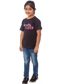 Girls Cotton Drama Queen Half Sleeve TShirt (Black) - XL, 0.25, Black