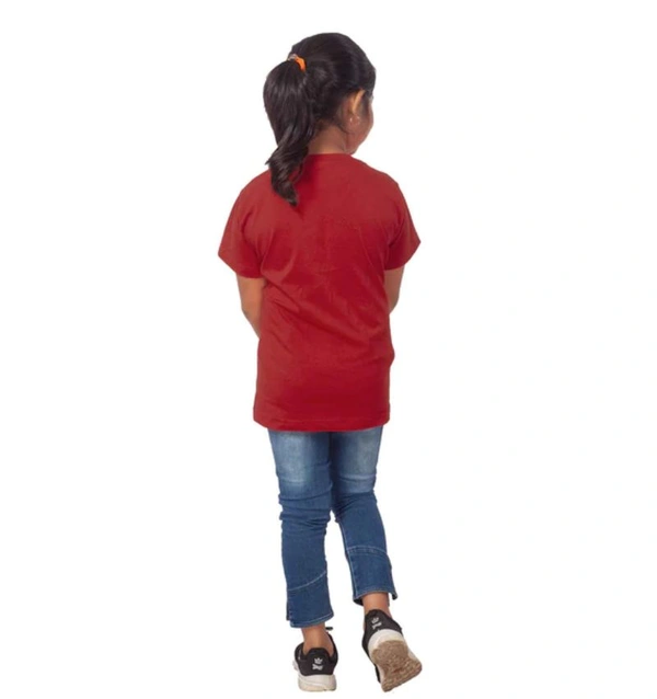 Girls Cotton Panda Glass Half Sleeve TShirt (Maroon) - L, 0.25, Maroon
