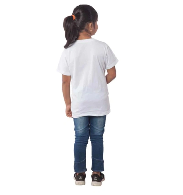 Girls Cotton Princess Half Sleeve TShirt (White) - L, 0.25, White