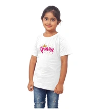 Girls Cotton Princess Half Sleeve TShirt (White) - L, 0.25, White