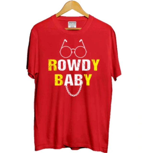 Girls Cotton Rowdy Baby Half Sleeve TShirt (Red) - L, 0.25, Red