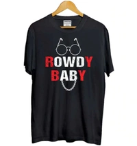 Girls Cotton Rowdy Baby Half Sleeve TShirt (Black) - S, 0.25, Black