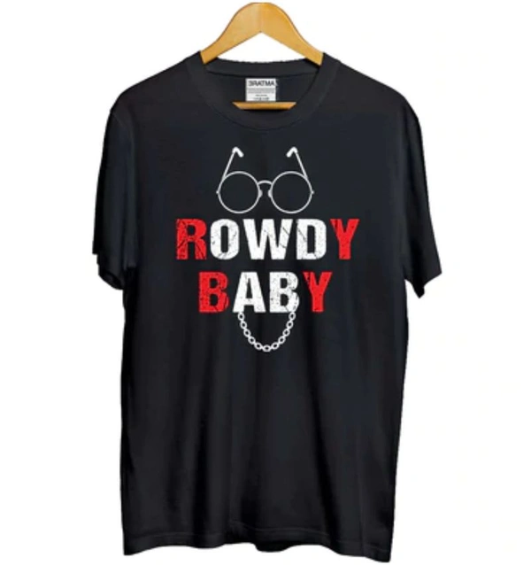 Girls Cotton Rowdy Baby Half Sleeve TShirt (Black) - S, 0.25, Black